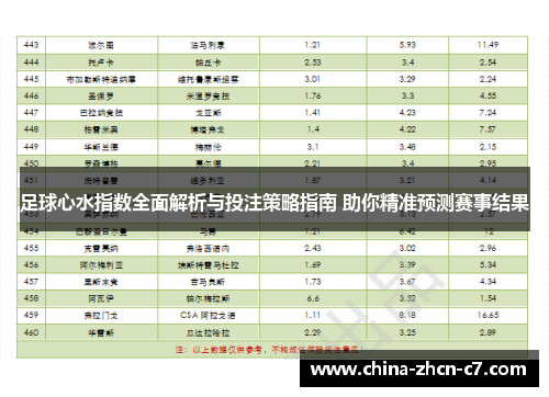 足球心水指数全面解析与投注策略指南 助你精准预测赛事结果